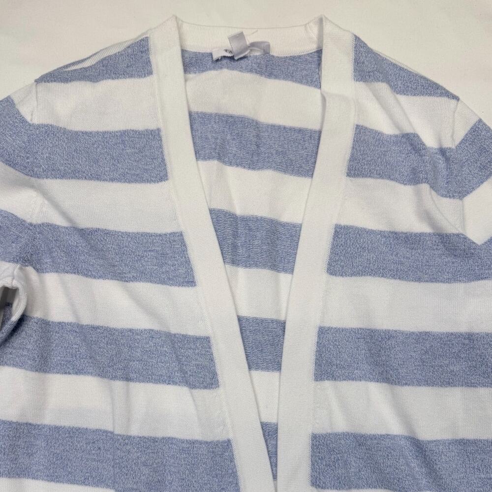 Talbots Longline Cardigan Duster Size Small Blue White Stripe 100% Pima Cotton - Picture 5 of 13